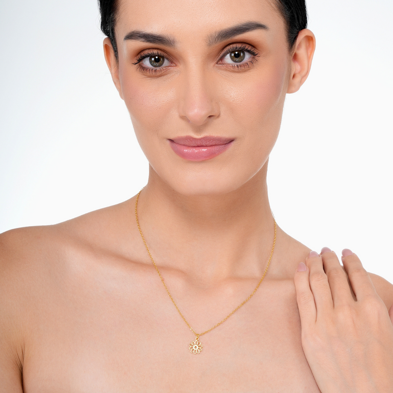 Inaya 18 KT Gold Plated Stainless Steel Personalised Floral Necklace