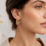 Load image into Gallery viewer, 18K Gold Plated Multi-Color Gemstone Hoop Earring, Lara
