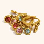 Load image into Gallery viewer, 18K Gold Plated Multi-Color Gemstone Hoop Earring, Lara
