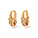 Load image into Gallery viewer, 18K Gold Plated Multi-Color Gemstone Hoop Earring, Lara

