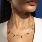 Load image into Gallery viewer, 18KT Gold Plated Sterling Silver Emerald Rhinestone Choker Necklace, Estella
