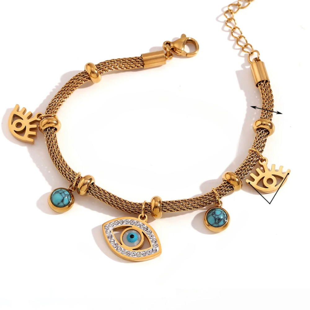 18Kt Gold Plated Monsoon Evil Eye Charm bracelet, Moana