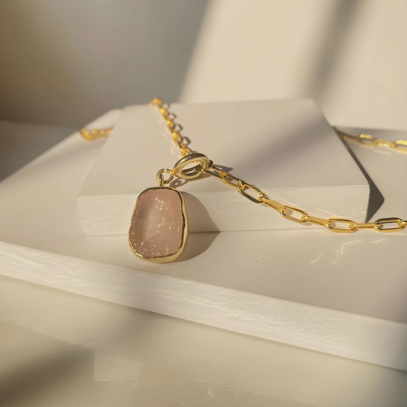 Druzy Link Charm Necklace - Inaya Accessories
