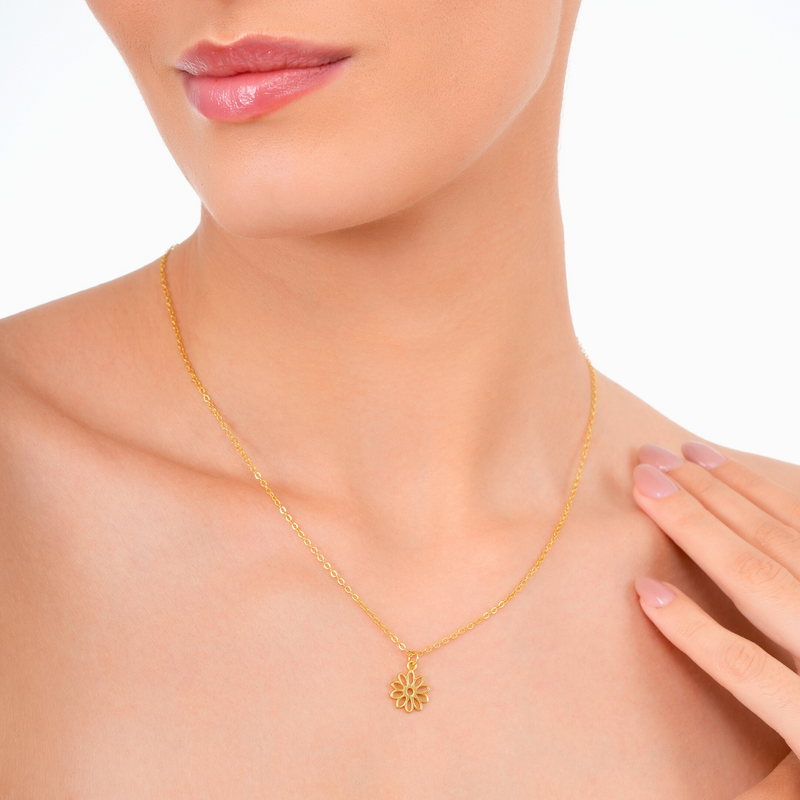 Inaya 18 KT Gold Plated Stainless Steel Personalised Floral Necklace