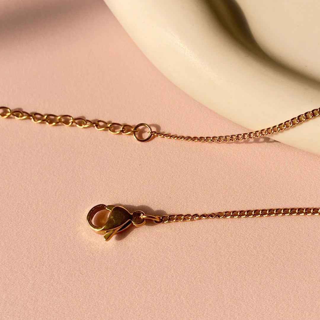18kt Gold Plated Mother of Pearl Dainty Rose Necklace, Ocean