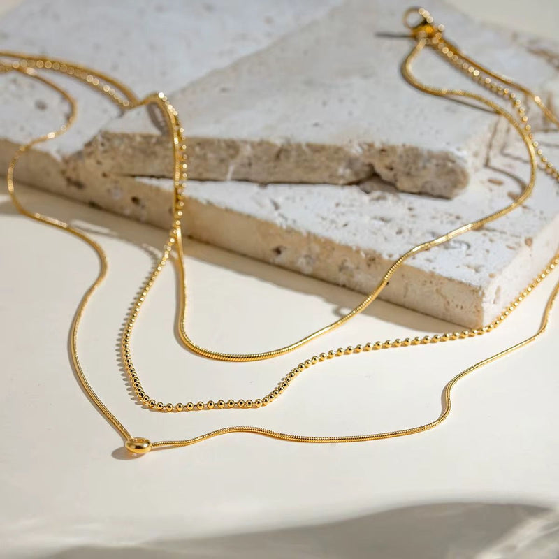 18K Gold Plated Dainty Layered Necklace, Dua