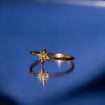 Load image into Gallery viewer, 18KT Gold Plated Sterling Silver Cosmic Star Zircon Ring, Ellara
