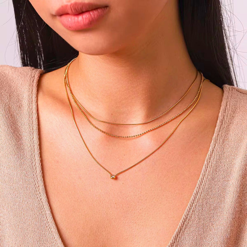 18K Gold Plated Dainty Layered Necklace, Dua