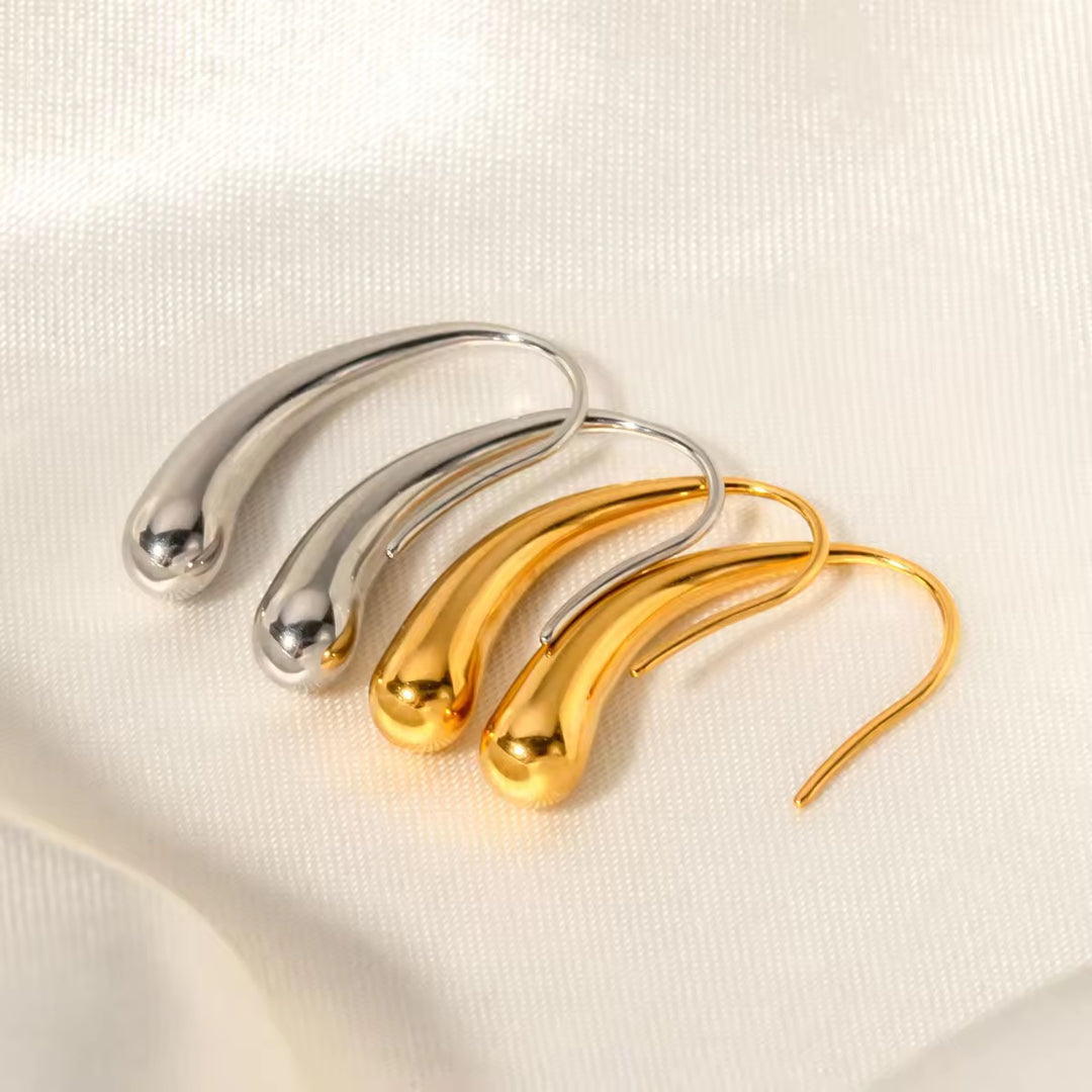 18kt Gold Plated Elongated Water Drop Insert Dangler Earrings, Jheel