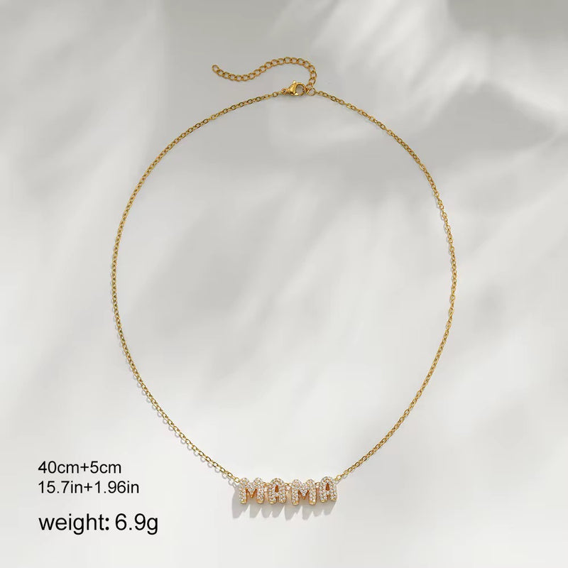 Personalised 18KT Gold Plated Waterproof Diamond Bubble Initial Name Necklace