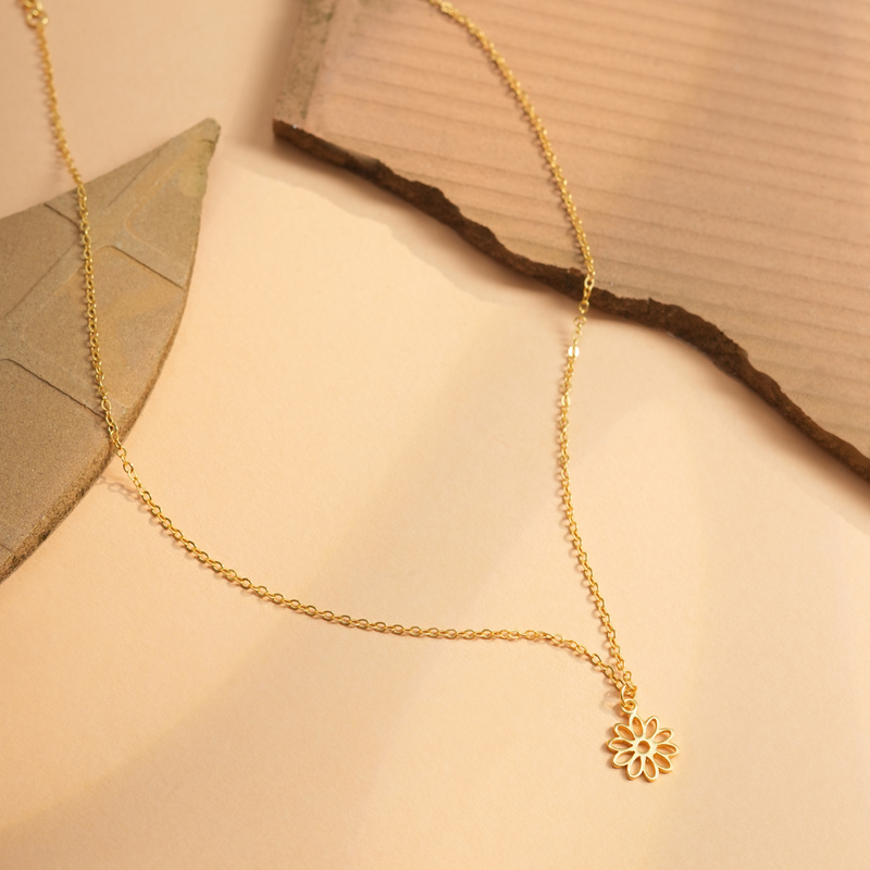 Inaya 18 KT Gold Plated Stainless Steel Personalised Floral Necklace