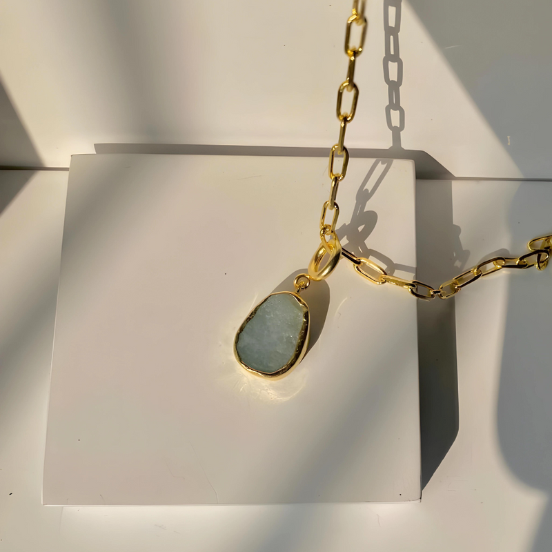 Druzy Link Charm Necklace - Inaya Accessories