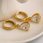 Load image into Gallery viewer, 18kt Gold Plated Demi Fine White Zircon Water Droplet Huggie Drop Earrings, Aiden
