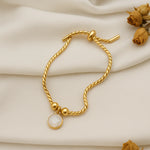 Load image into Gallery viewer, 18kt Gold Plated Snake Twist Chain White Shell Adjustable Bracelet, Alma
