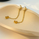 Load image into Gallery viewer, 18kt Gold Plated Demi Fine White Zircon Shining Half Moon Piercing Chain Earrings, Amber
