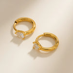 Load image into Gallery viewer, 18kt Gold Plated Demi Fine White Zircon Water Drop Piercing Huggie Earrings, Arya
