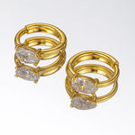 Load image into Gallery viewer, 18kt Gold Plated Demi Fine White Zircon Water Drop Piercing Huggie Earrings, Arya
