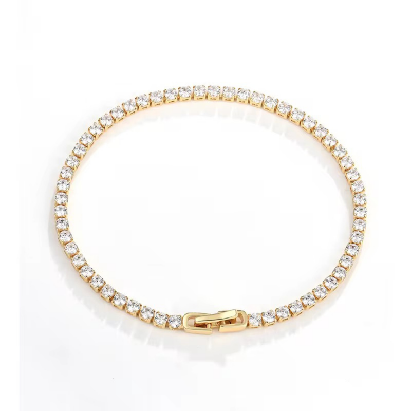 14 KT Gold Plated Rhinestone Tennis Bracelet, Aurora (Pre-order)