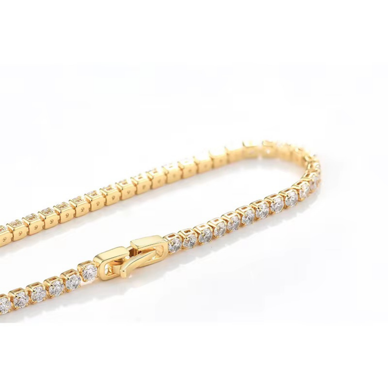 14 KT Gold Plated Rhinestone Tennis Bracelet, Aurora (Pre-order)