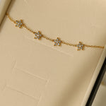 Load image into Gallery viewer, 18kt Gold Plated Cubic Zirconia Flower Charm Bracelet, Bella

