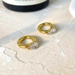 Load image into Gallery viewer, 18kt Gold Plated Tear Drop Zircon Thick Cuff Earrings, Rhea(No piercing required)
