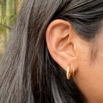 Load image into Gallery viewer, 18kt Gold Plated Winding Illusion Diamond Studded Hoop Earrings, Chloe
