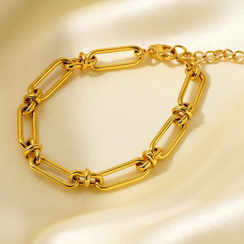 18kt Gold Plated Paperclip Statement Bracelet, Catalina