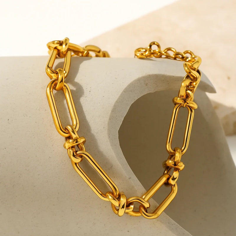 18kt Gold Plated Paperclip Statement Bracelet, Catalina