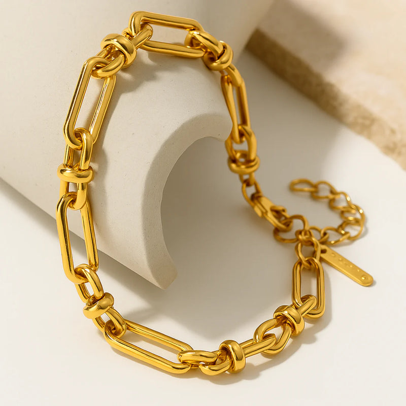 18kt Gold Plated Paperclip Statement Bracelet, Catalina
