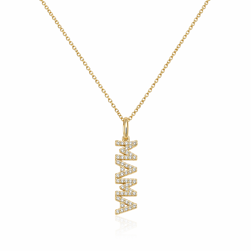 18 KT Gold Plated Mother's Day Special Mama Diamond Necklace, Rooh