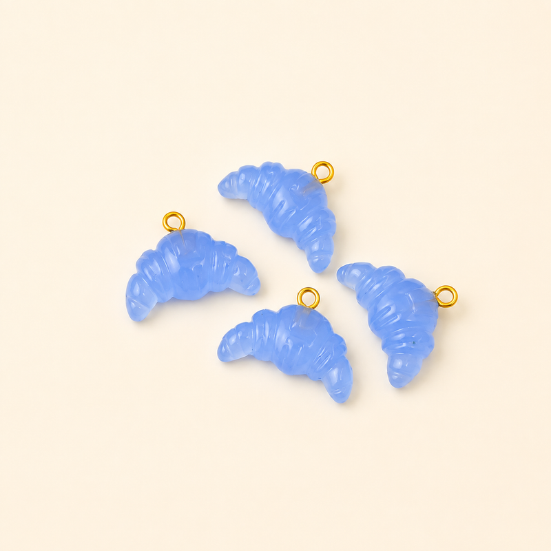 18kt Gold Plated Carved Natural Stone Croissant V shaped Earrings