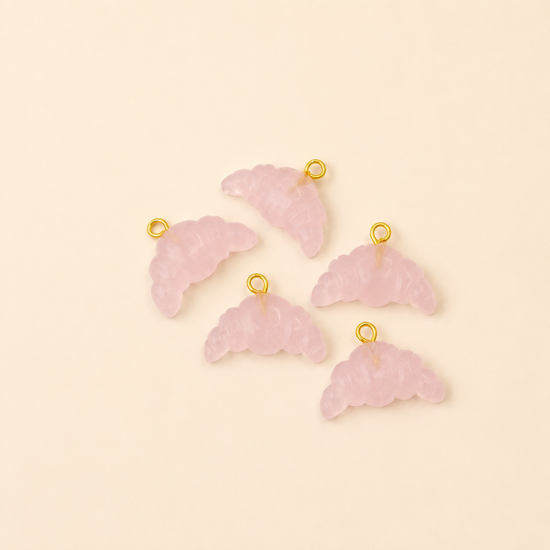 18kt Gold Plated Carved Natural Stone Croissant V shaped Earrings