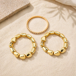 Load image into Gallery viewer, 18KT Gold Plated Organic Nugget Pebble Bead  &amp; Tennis Bracelet Set, Valora
