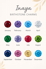 Load image into Gallery viewer, Inaya 18 KT Gold Plated Stainless Steel Personalised Initial, Flower &amp; Birthstone Necklace

