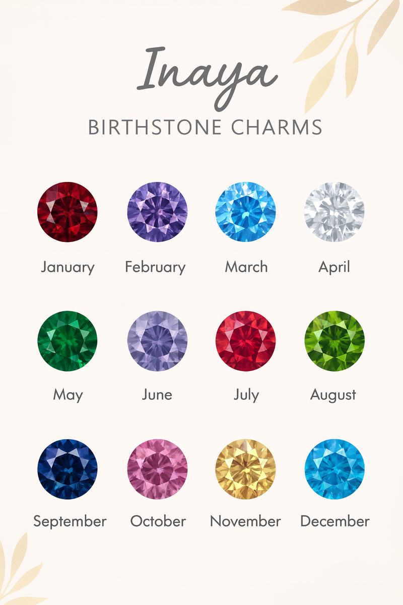 Inaya 18 KT Gold Plated Stainless Steel Chic Initial & Birthstone Necklace