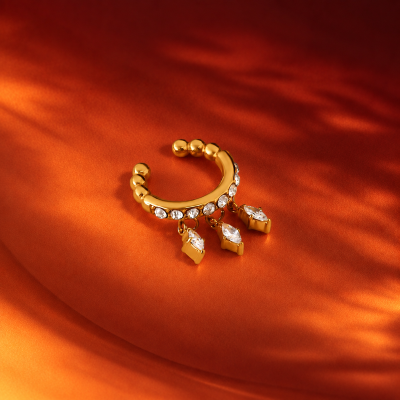 18kt Gold Plated Triple Marquise Ear Cuff, Barbara (Single side)