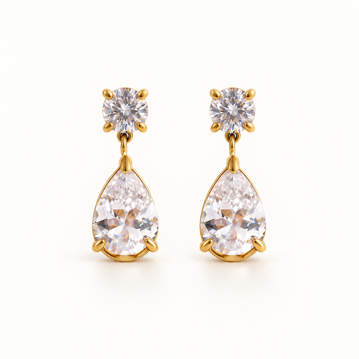 18kt gold plated sparkling teardrop dangle earrings, aaria
