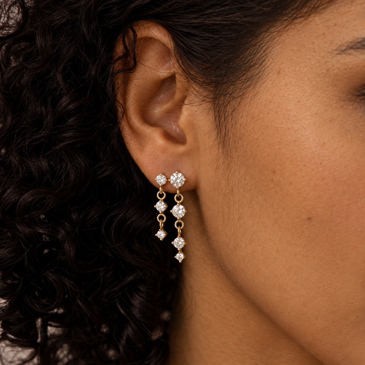 18kt gold plated cascading zircon earrings, palash