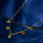 Load image into Gallery viewer, 18KT Gold Plated Sterling Silver Emerald Rhinestone Choker Necklace, Estella
