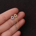 Load image into Gallery viewer, 18kt Gold Plated Sun Chain Cartilage Dangle Earrings, Saaj (One single side)
