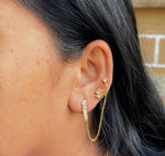 Load image into Gallery viewer, 18kt Gold Plated Demi Fine Multiple White Zircon Piercing Chain Earrings, Lyra
