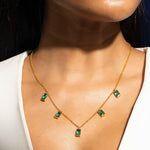 Load image into Gallery viewer, 18KT Gold Plated Sterling Silver Emerald Rhinestone Choker Necklace, Estella
