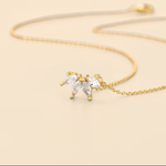 Load image into Gallery viewer, 18kt Gold Plated Demi Fine White Zircon Crown Pendant Necklace, Dede
