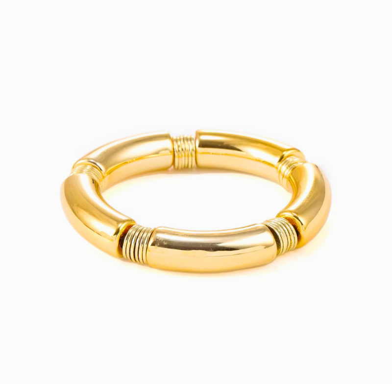 18KT Gold Plated Acrylic & Brass Bead Bracelet, Prism