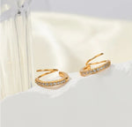 Load image into Gallery viewer, 18kt Gold Plated Winding Illusion Diamond Studded Hoop Earrings, Chloe
