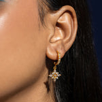 Load image into Gallery viewer, 18KT Gold Plated Sterling Silver Celestial Star Drop Hoops, Astrid
