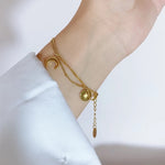 Load image into Gallery viewer, 18 Kt Gold Plated Moon Star Charm bracelet, Francessca - Inaya Accessories