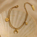 Load image into Gallery viewer, 18 Kt Gold Plated Moon Star Charm bracelet, Francessca
