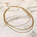Load image into Gallery viewer, 18kt Gold Plated Triple Layered Snake Paperclip Necklace, Hailey
