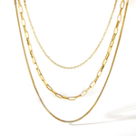 Load image into Gallery viewer, 18kt Gold Plated Triple Layered Snake Paperclip Necklace, Hailey

